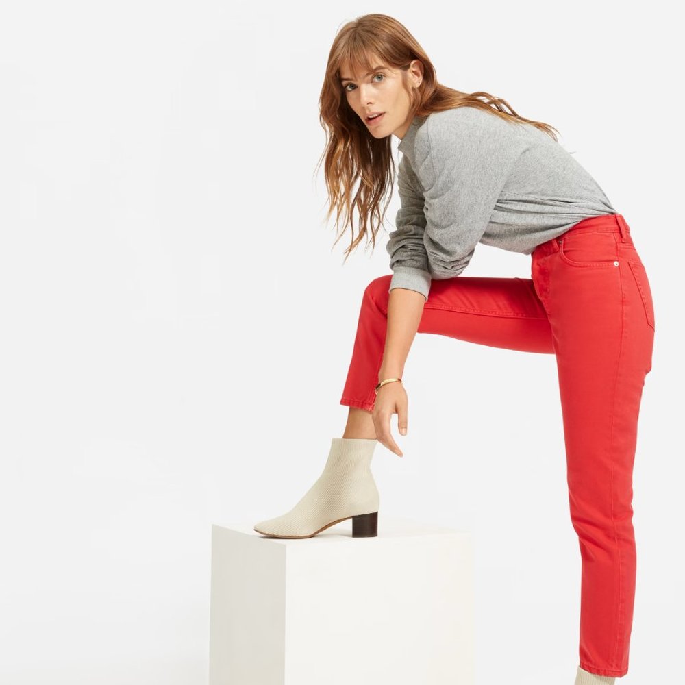 Everlane The Cheeky Jean in Overdyed Red — High Rise Cropped Size 26
